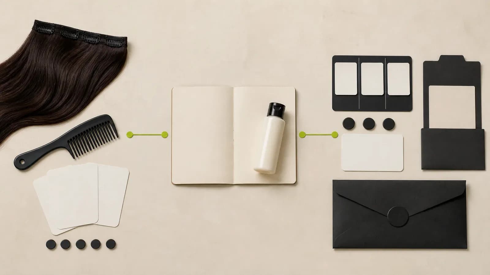 Hair Extension observations connected to a blank hypothesis brief, an aftercare sample, a named channel test, quantity tokens, an owner folder, and a review envelope.