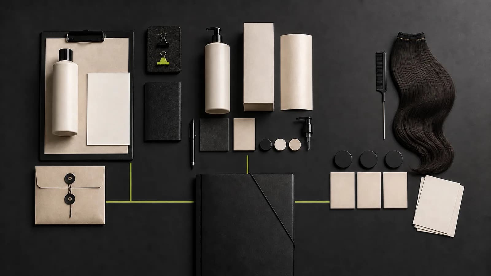 Reorder records, packaging components, and Hair Extension channel observations arranged as three connected professional haircare article topics